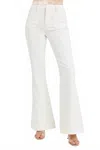 Risen High Rise Flare Patch Pocket Pants In Cream In White