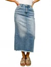 Risen High Rise Ankle Wide Button Down Front Patch Pocket Cuff Jean In Denim In Blue
