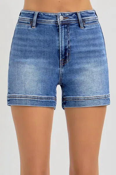 Risen High Rise Front Pocket Shorts In Blue