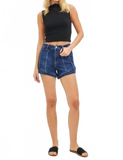 Risen High Rise Layered Hem Shorts In Blue