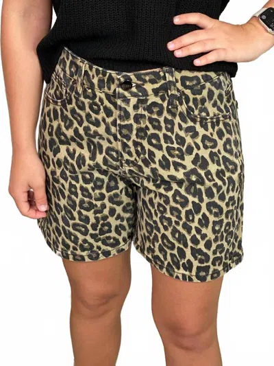 Risen High Rise Leopard Shorts In Multi