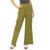 Risen High Rise Linen Wide Cargo Pants In Sage In Green