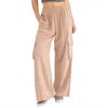 Risen High Rise Linen Wide Cargo Pants In Taupe In Brown