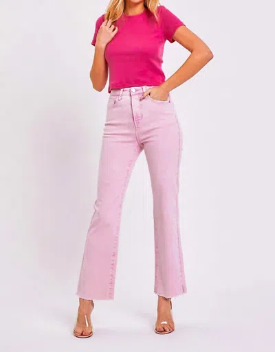 Risen High Rise Rae Hem Slit Straight Jeans In Pink
