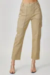 Risen High-rise Sand Cargo Boyfriend Jeans In Brown In Brown