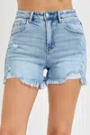 Risen High Rise Shorts In Blue In Blue