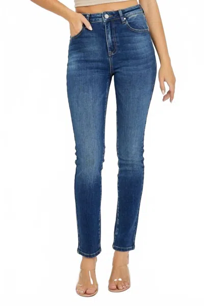 Risen High Rise Skinny Jeans In Dark Wash In Blue