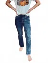 Risen High Rise Slender Straight Jeans In Blue In Blue