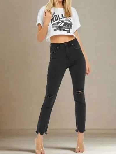 Risen High Rise Slim Straight Leg Jean In Black