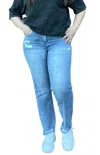 Risen High Rise Slim/straight Jeans In Medium Wash In Multi