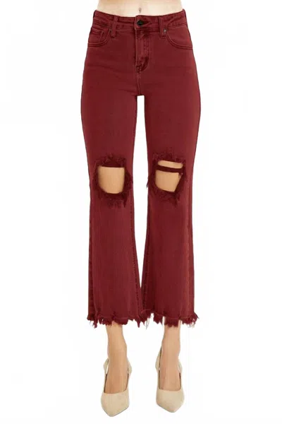 Risen High Rise Straight Jeans In Wine In Brown