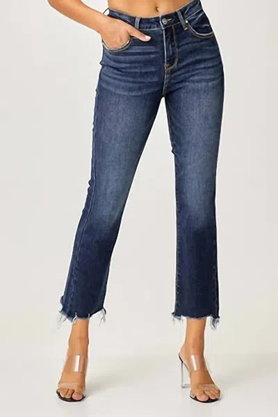 Risen High Rise Straight Leg Jean In Dark Blue