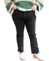 Risen High Rise Straight Leg Jeans Plus Size In Black In Black