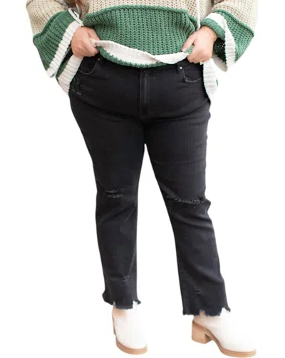 Risen High Rise Straight Leg Jeans Plus Size In Black