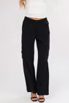 Risen High Rise Tencel Wide Cargo Pants In Black In Black