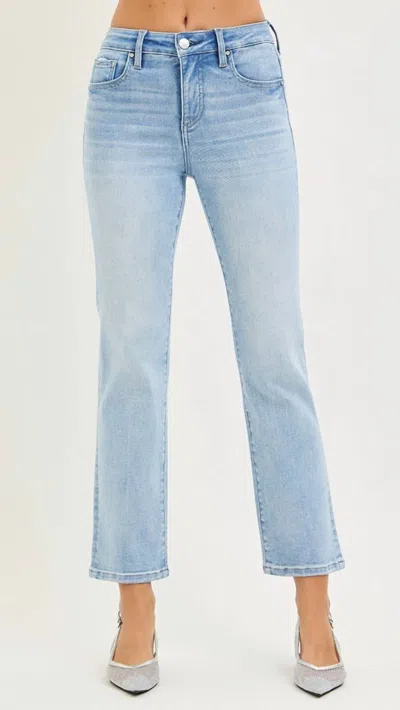 Risen High Rise Tummy Control Ankle Straight Jeans In Blue