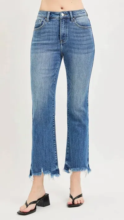 Risen High Rise Tummy Control Crop Bootcut Jeans In Medium Wash In Blue
