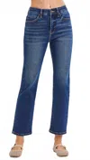 Risen High Rise Tummy Control Crop Jeans In Blue In Blue