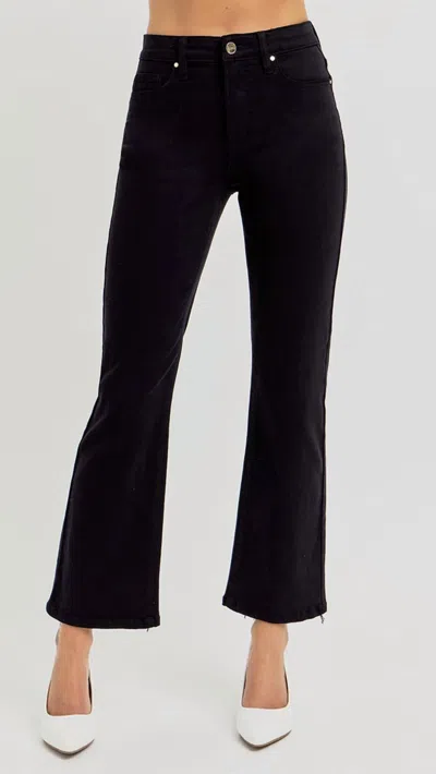 Risen High Rise Tummy Control Crop Straight Jean In Jet Black