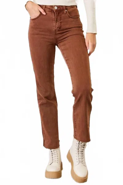 Risen High Rise Tummy Control Straight Jeans In Espresso In Brown