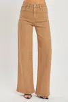 Risen High Rise Tummy Control Wide Leg Jeans In Cocoa In Brown
