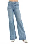 Risen High Rise Wide Flare Jeans In Light Denim In Blue