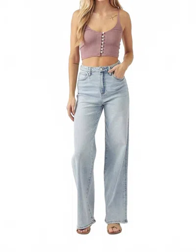 Risen High Rise Wide Flare Jeans In Light In Blue