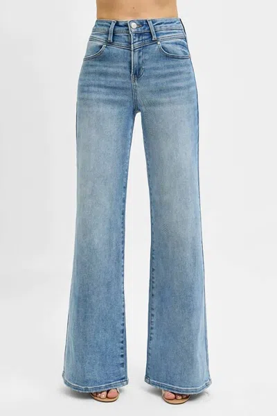 Risen High Rise Wide Front Yoke Detailed Jeans In Blue
