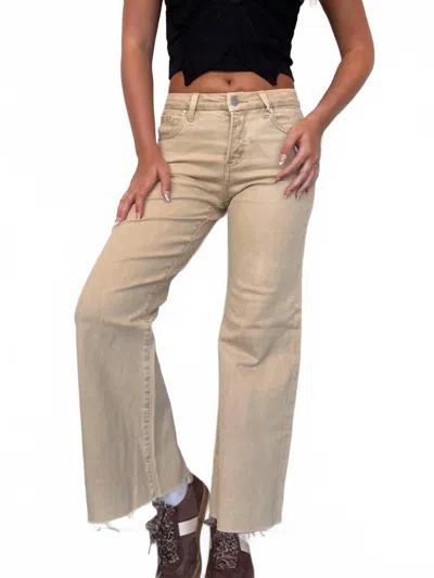 Risen High Rise Wide Leg Denim In Latte In Neutral