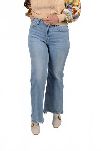 Risen High Rise Wide Leg Jeans In Blue In Multi