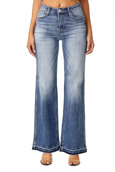 Risen High Rise Wide Straight Jeans In Dark Blue