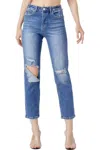 Risen High Waist Relaxed Jeans In Dark Wash Denim In Multi
