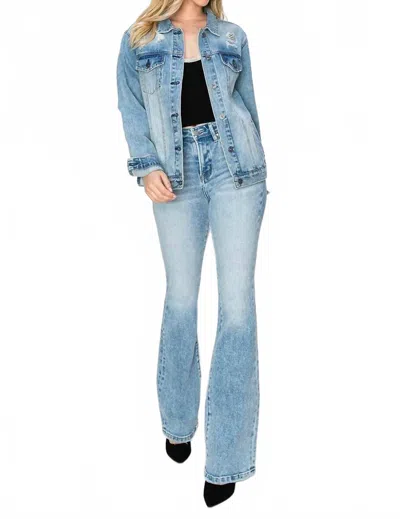 Risen High-rise Bootcut Western Jeans In Light Wash In Blue