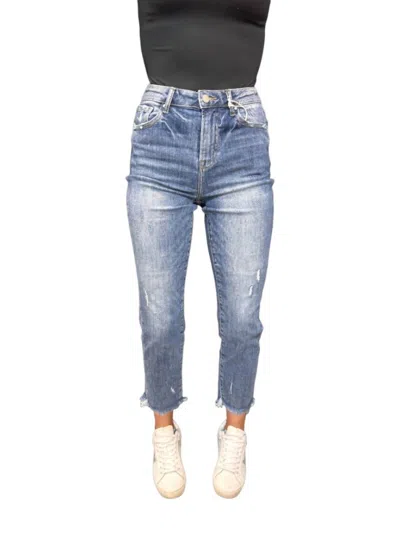 Risen Hr Relaxed Skinny Jeans In Dark Wash In Blue