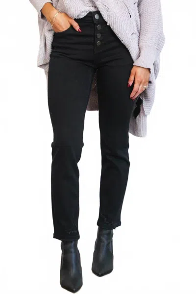 Risen Jackson 4 Button Straight Leg Jeans In Black