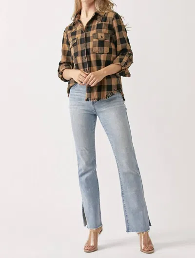 Risen Jeans High-rise Split Hem In Light Wash In Blue