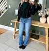 Risen Jenner High Rise Frayed Hem Bootcut Jeans In Blue In Blue