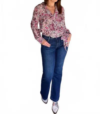 Risen Jet Set Flare Jeans In Blue In Burgundy