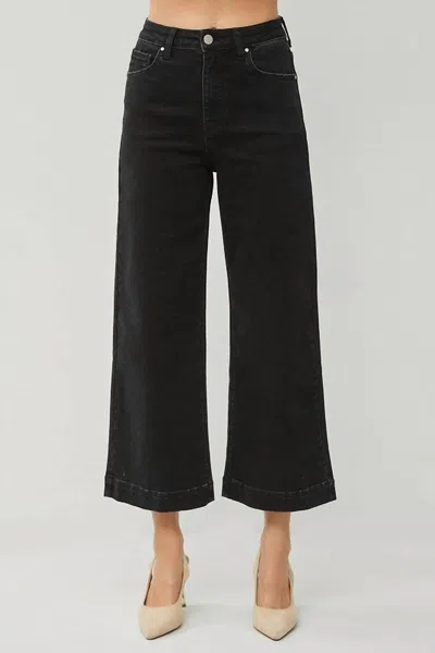 Risen Jones Cropped Wide Leg Jeans In Black