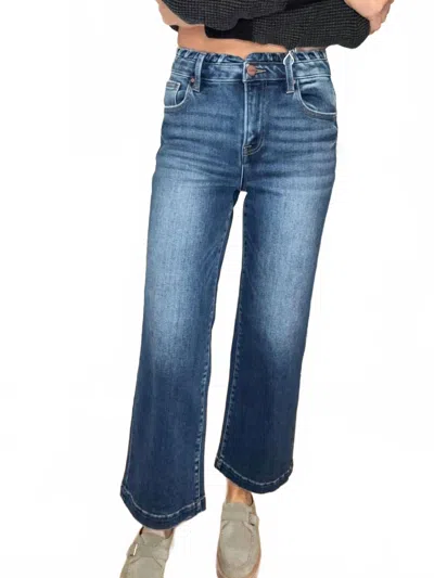 Risen Kaylee High Rise Wide Leg Denim Jeans In Blue In Brown