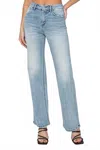 Risen Kehlani High Rise Straight Jeans In Light-wash In Blue