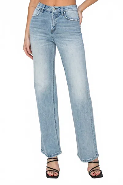 Risen Kehlani High Rise Straight Jeans In Light-wash In Blue