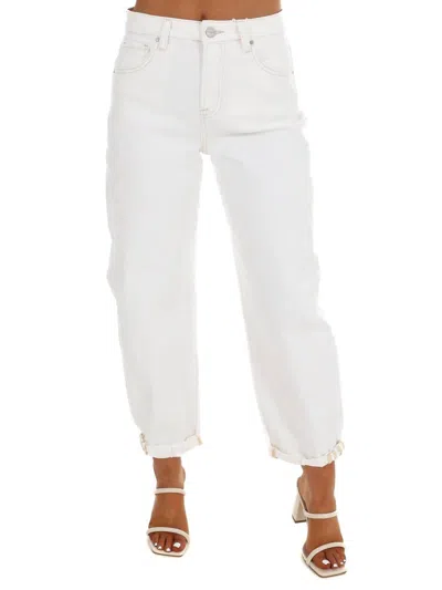 Risen Killing Time High Rise Barrel Jeans In Cream In White