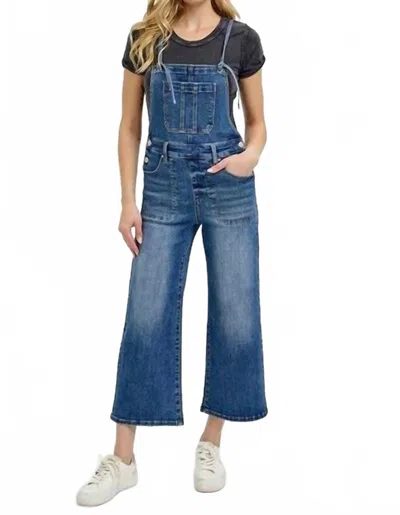 Risen Knotted Strap Denim Overalls In Blue