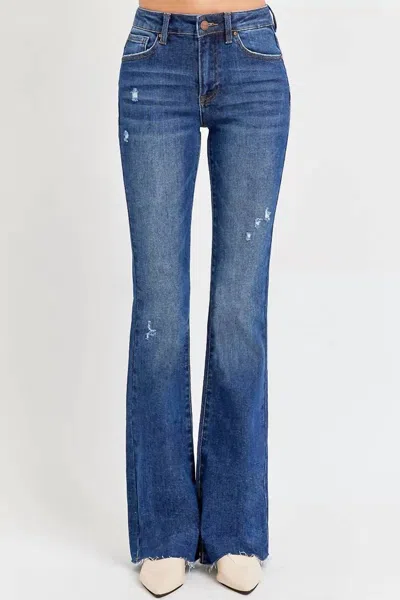 Risen Kourtney Flare Leg Distressed Jeans In Blue