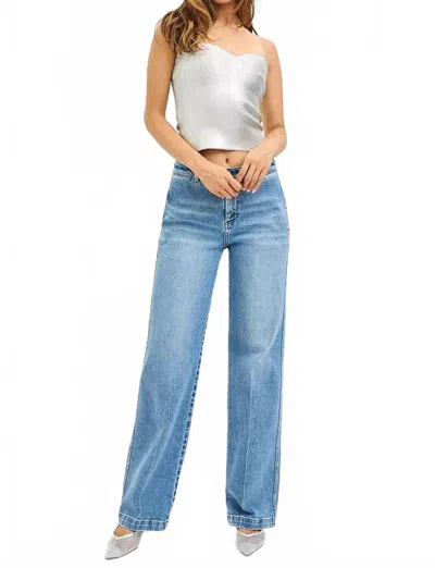 Risen Lafayette Slouchy Straight Jeans In Medium Wash In Blue