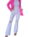 Risen Lainey High Rise Flare Jeans In White In White