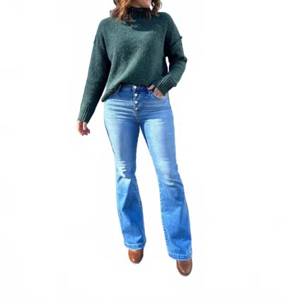 Risen Laura High Rise Bootcut Jeans In Medium Wash In Multi