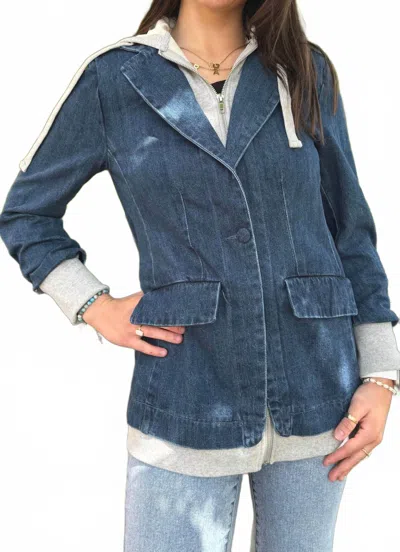 Risen Layer Player Denim Blazer In Blue