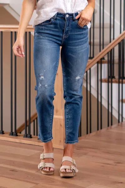 Risen Layne Mid-rise Tapered Leg Jeans In Blue